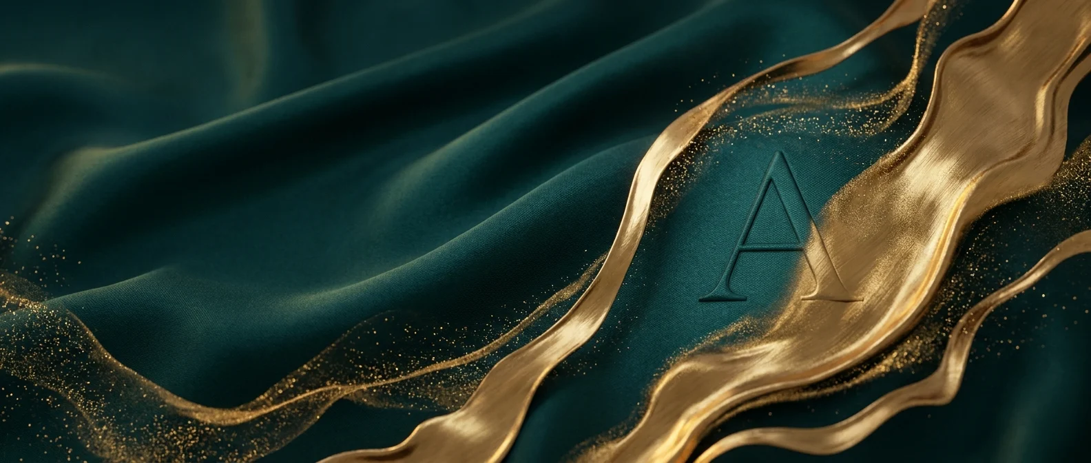 Anna Haranas — teal silk monogram artwork